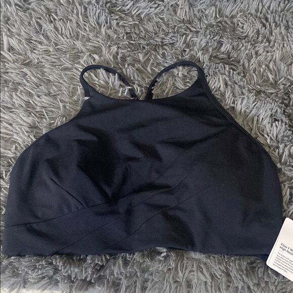 Lululemon Flow Y Wrap- Front High Neck Bra Sz 10 black NWT - Picture 1 of 9